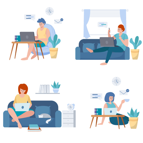 remote working men and women